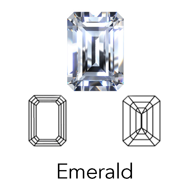 emerald cut display of LONITÉ cremation diamonds from hair and human ashes
