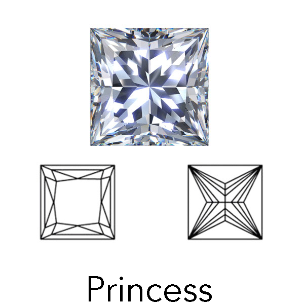 princess cut display of LONITÉ cremation diamonds from cremated ashes and cremains