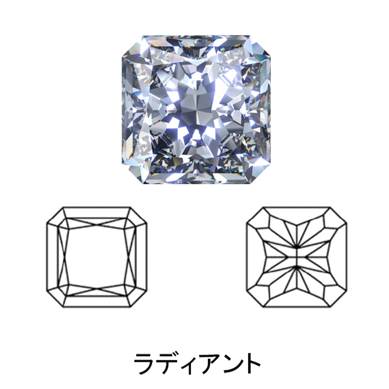 radiant cut display of LONITÉ cremation diamonds from cremation ashes and hair